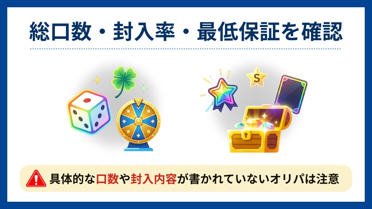 総口数・封入率・最低保証を確認する(無料のオンラインオリパおすすめ)
