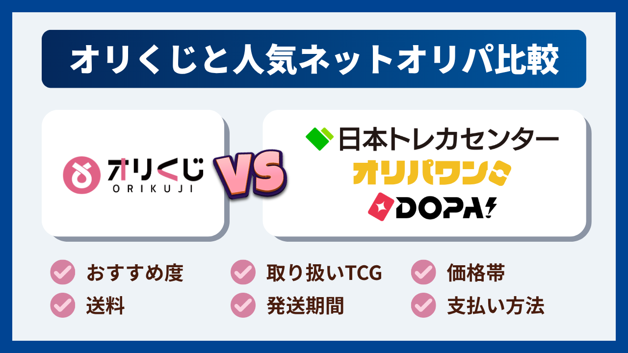 オリくじと人気オンラインオリパ3社を比較してみた