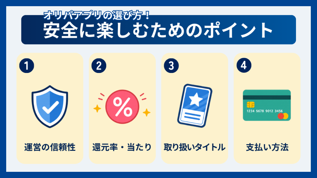 オリパアプリの選び方！安全に楽しむための4つのポイント-オリパアプリおすすめ