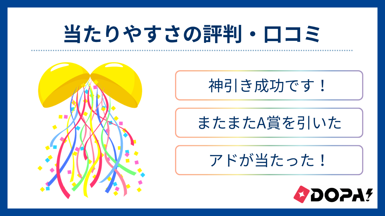 当たりやすさの評判・口コミ-DOPAオリパ評判